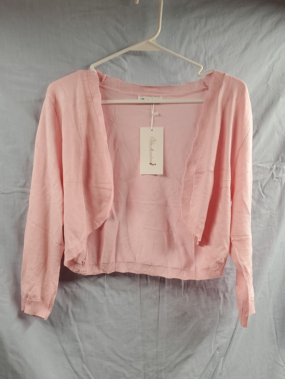 Light Pink Women's Cropped Open-Front Cardigan
